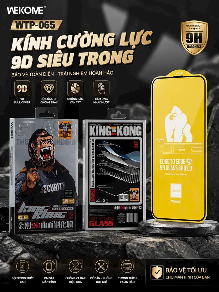 Poster kính cường lực Wekome WTP-065 KingKong 9D